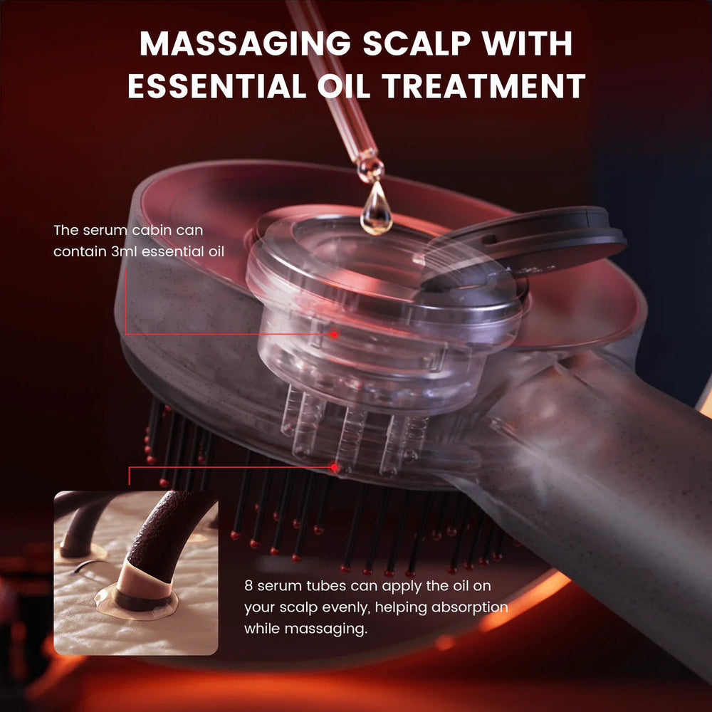 Breo S3 Scalp Massaging Brush | Essential Oil Red Light Therapy Scalp Massager