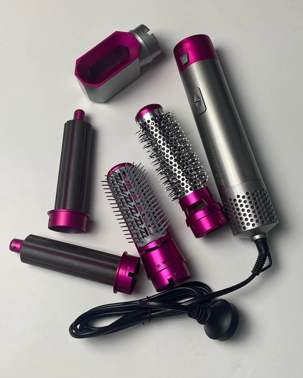 5-in-1 Ceramic Hot Air Brush Styler – Hair Dryer, Volumizer, Straightener, Curler & Massager in One