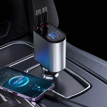 4 in 1 Retractable Car Charger | Fast Charging Efficient 120W PD