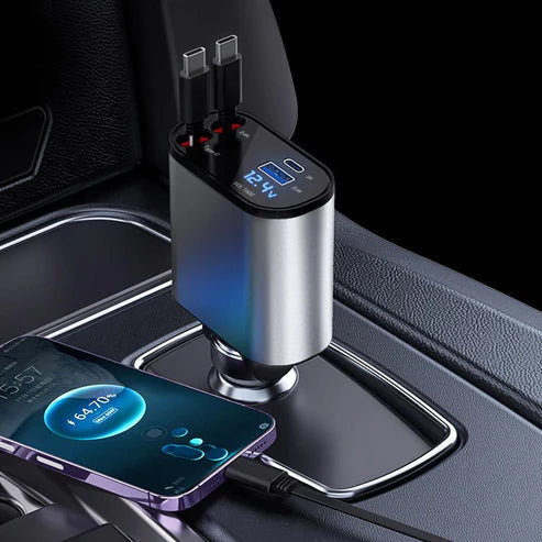 4 in 1 Retractable Car Charger | Fast Charging Efficient 120W PD