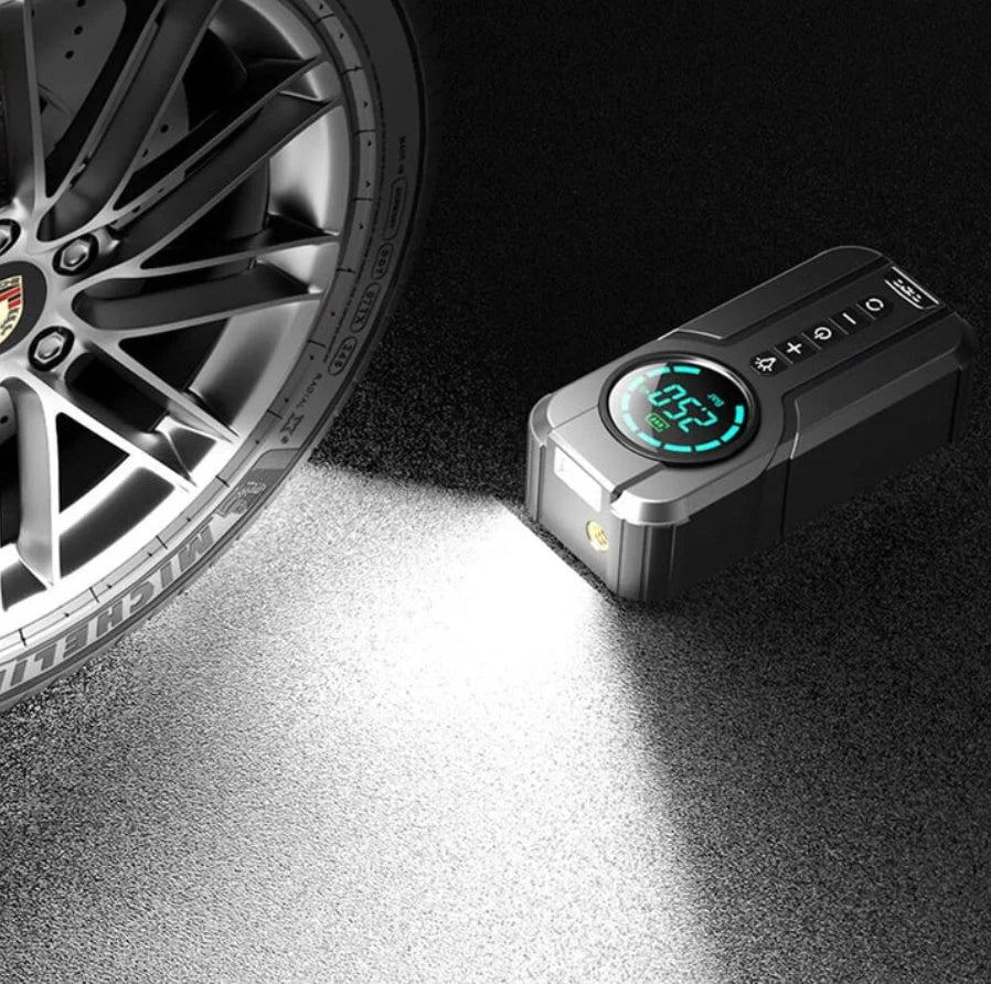 BUVAYE Portable Air Compressor | 4 in 1 Jump Starter | Emergency Power Bank