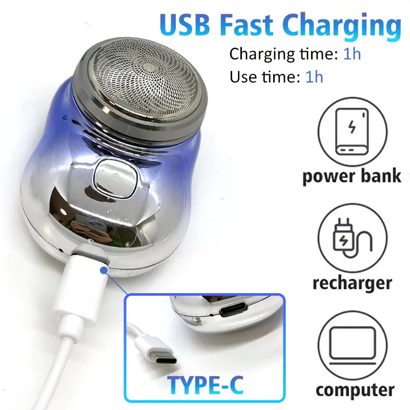 Mini Portable USB Rechargeable Electric Shaver – Compact Beard & Facial Hair Trimmer for Men