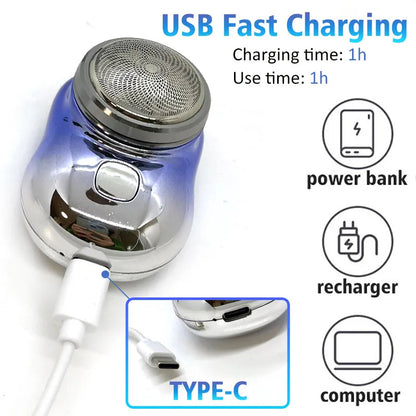 Mini Portable USB Rechargeable Electric Shaver – Compact Beard & Facial Hair Trimmer for Men