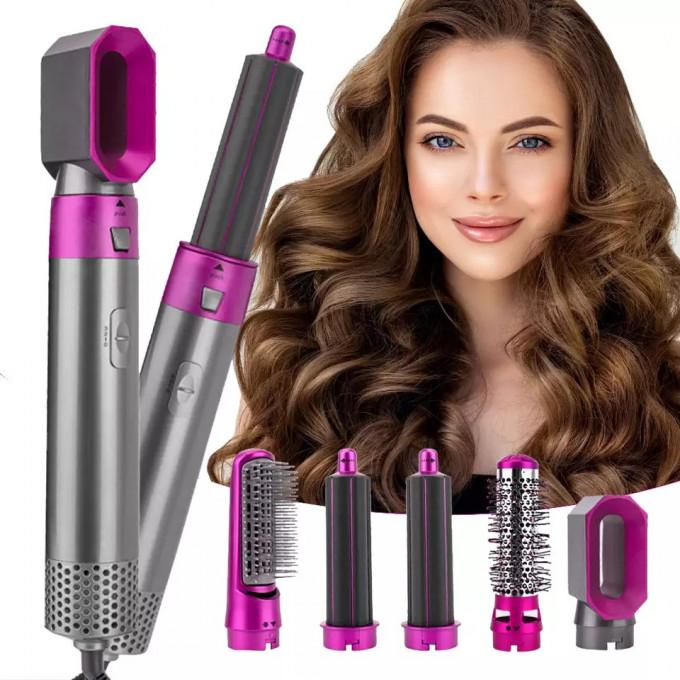5-in-1 Ceramic Hot Air Brush Styler – Hair Dryer, Volumizer, Straightener, Curler & Massager in One